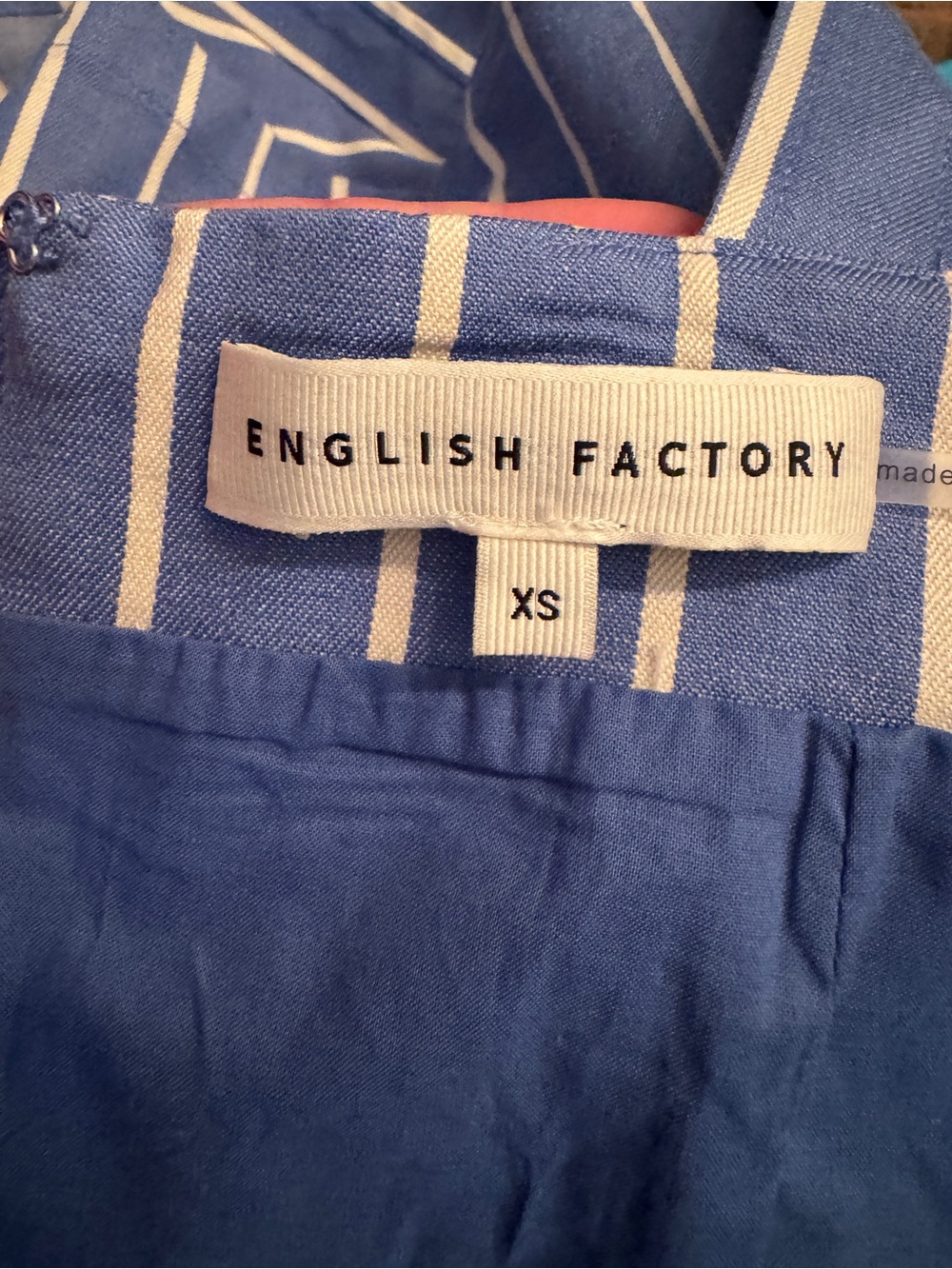Anthropologie English Factory Blue White Stripe Tie Strap Denim Mini Dress XS - Picture 4 of 6